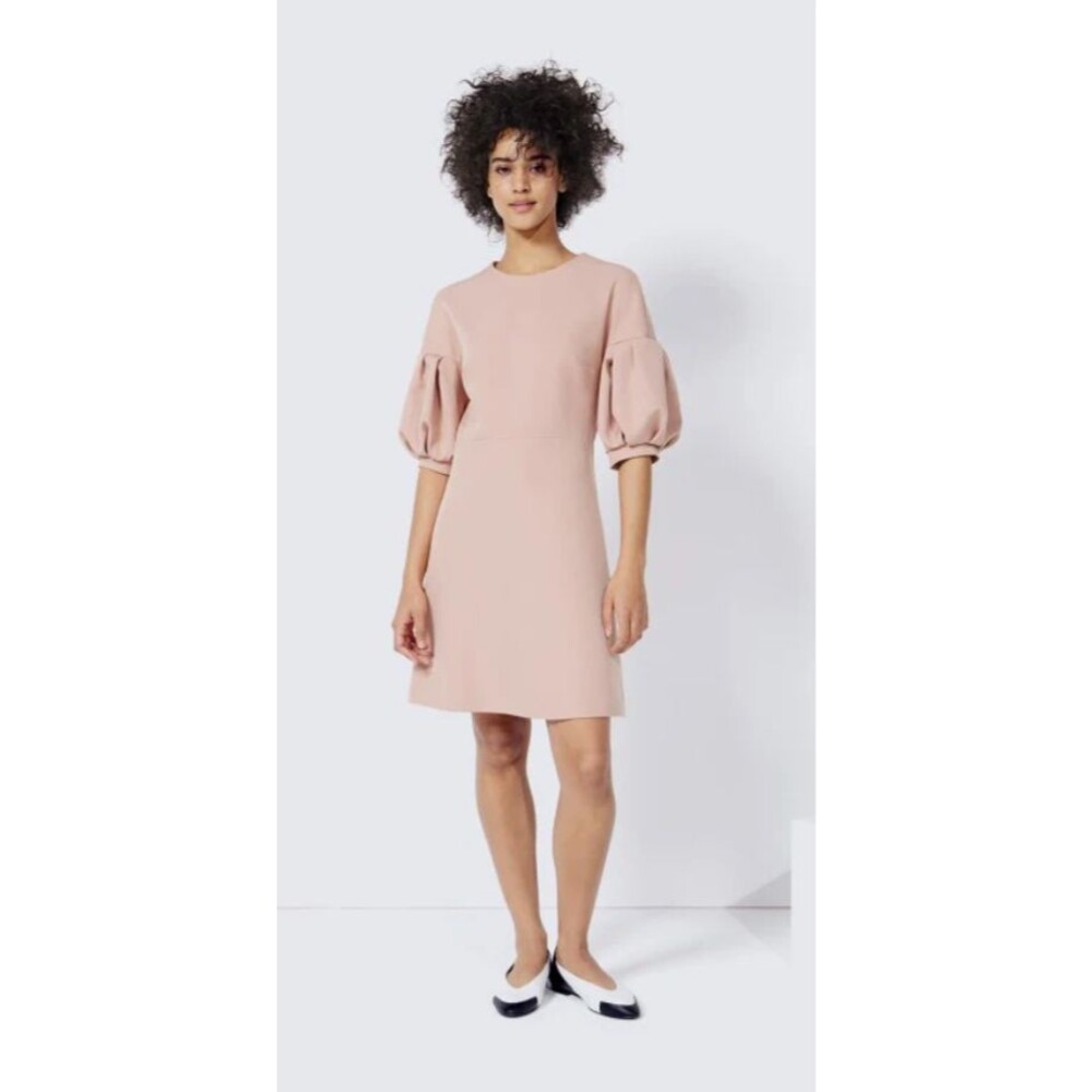 Cop.Copine Women's Fulva A-Line Mini Dress in Poudre Pink Balloon Sleeve Sz 6